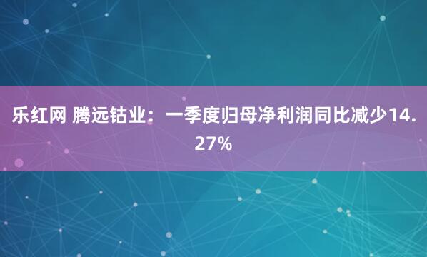 乐红网 腾远钴业：一季度归母净利润同比减少14.27%